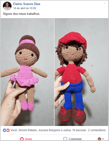 Amigurumi de homem e mulher